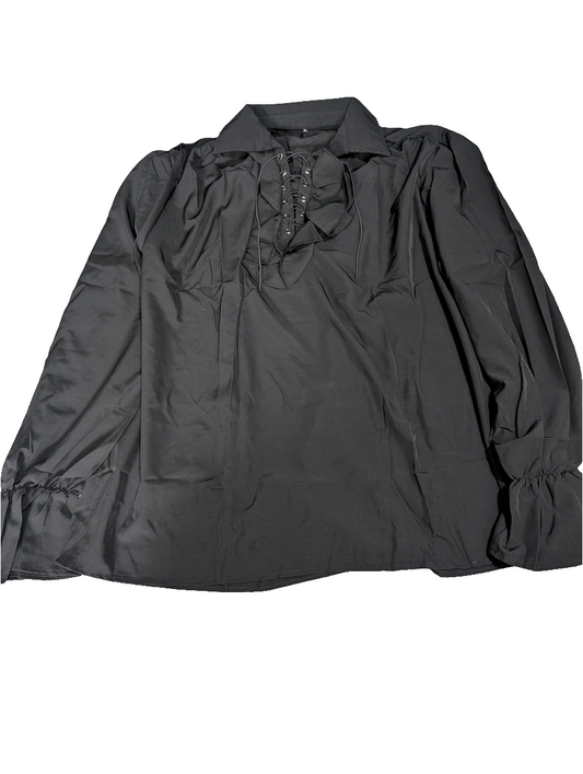 Black pirate shirt blouse fancy dress men party Caribbean