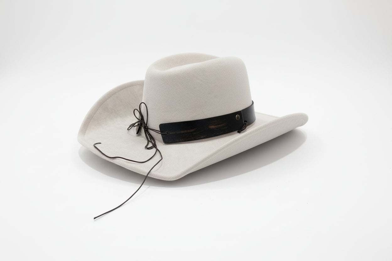 Beige pale cowboy cowgirl hat fancy dress bull