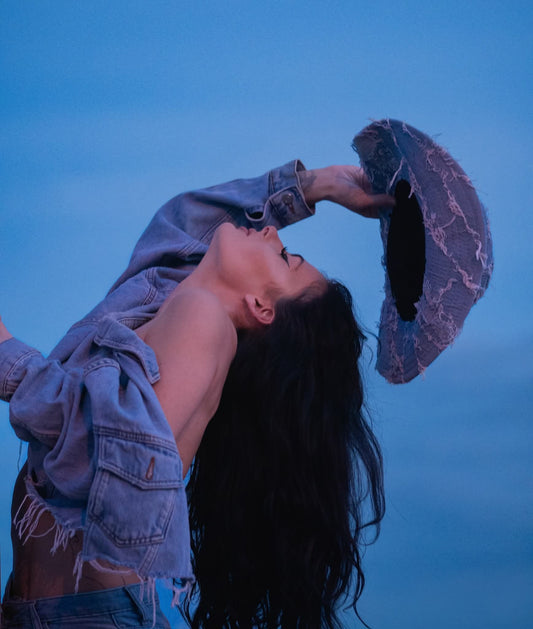 Denim bull style look cowboy cowgirl hat fancy dress festival rodeo western party