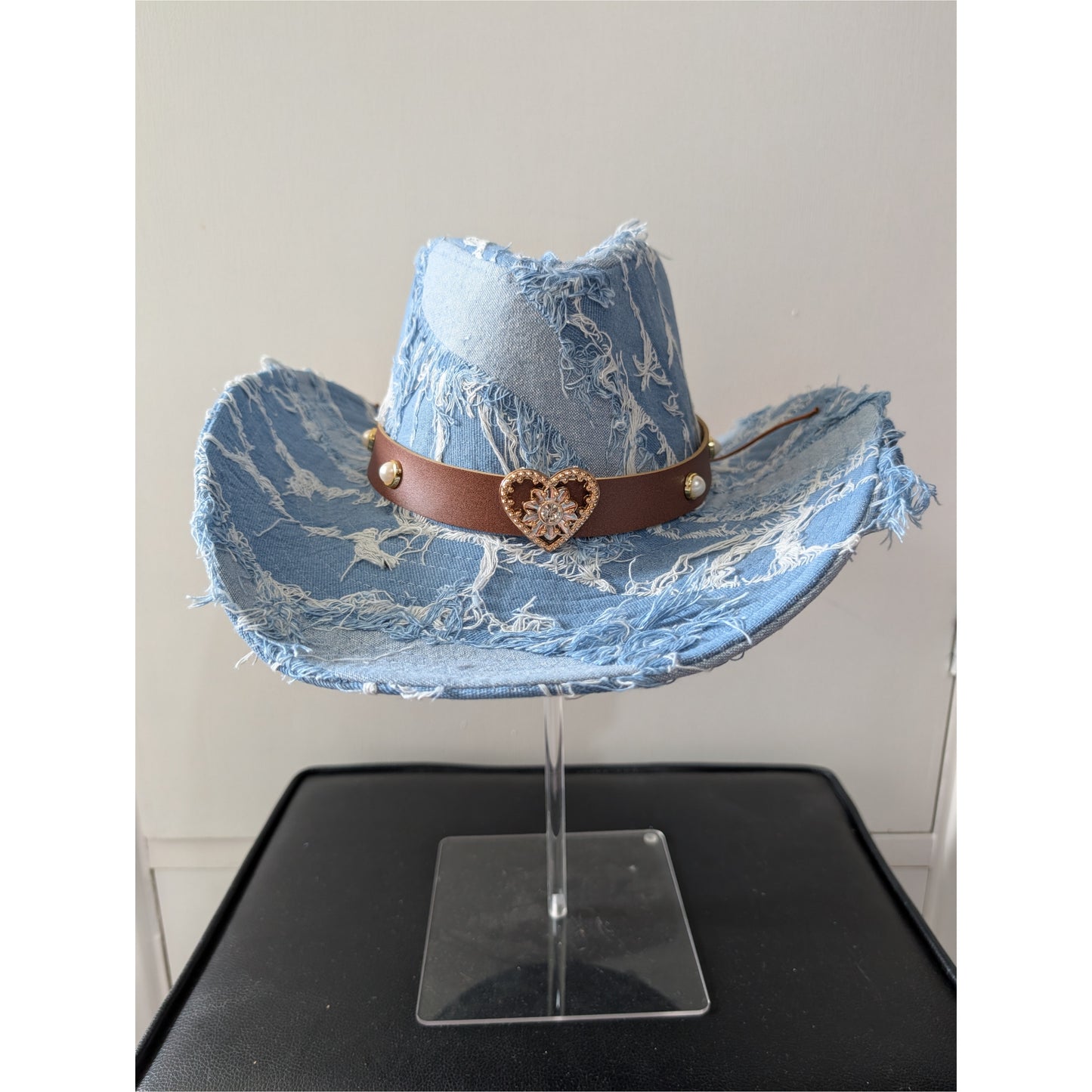 Distressed denim cowgirl cowboy hat fancy dress