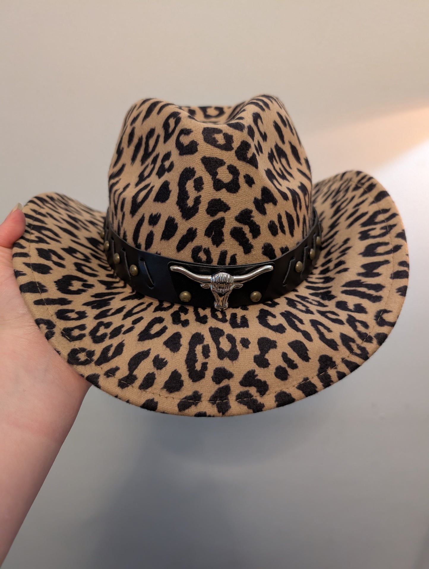 Leopard print cowboy cowgirl fedora hat fancy dress bull rodeo western party hen festival