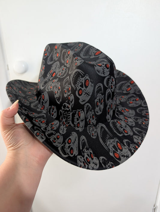 Halloween skeleton skull cowboy cowgirl hat fancy dress unisex party Gothic