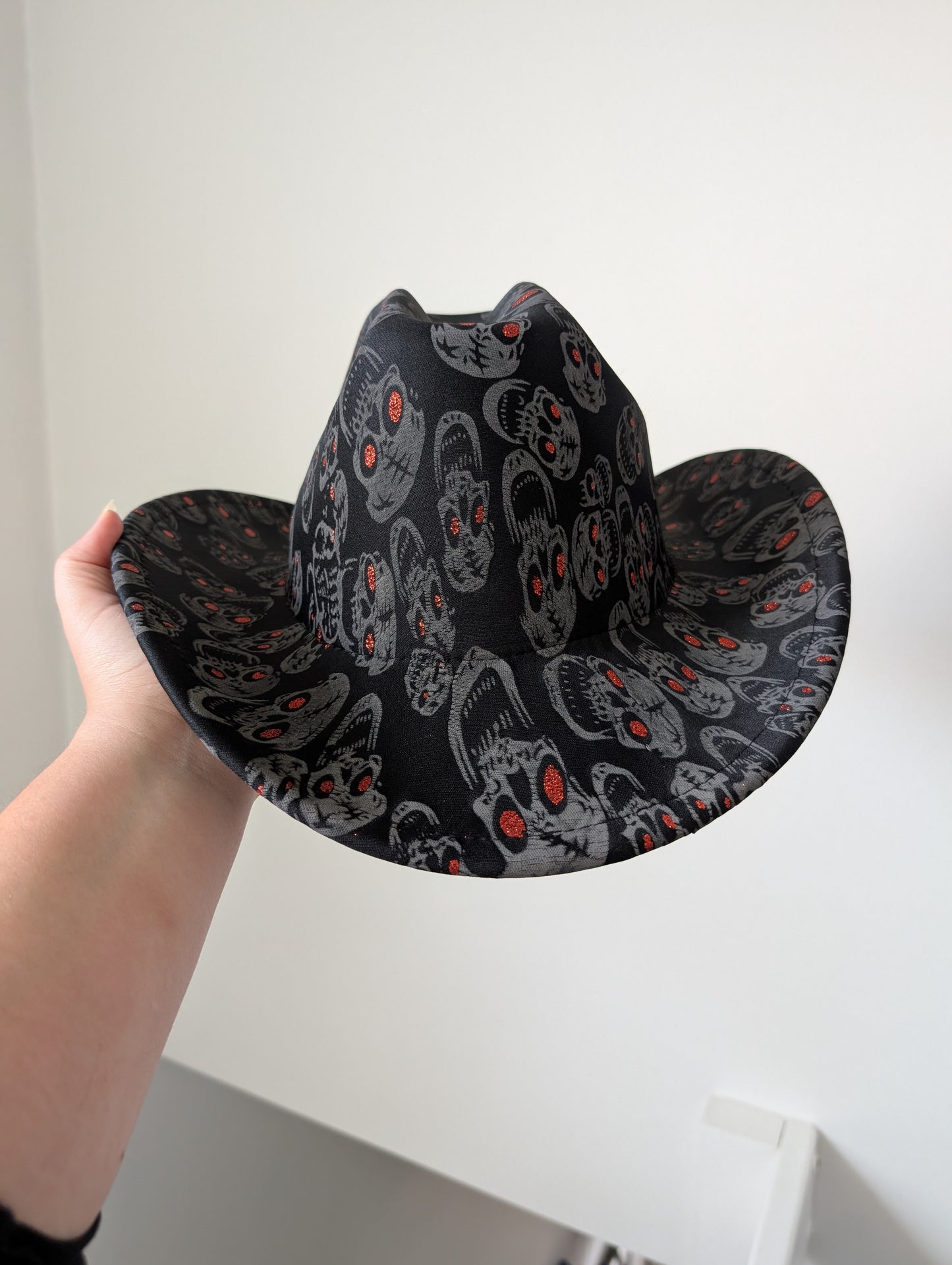 Halloween skeleton skull cowboy cowgirl hat fancy dress unisex party Gothic