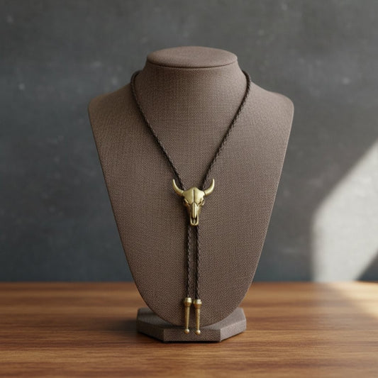 Cowboy brown rope necklace men's ladies unisex accessories western Texas party festival pendant