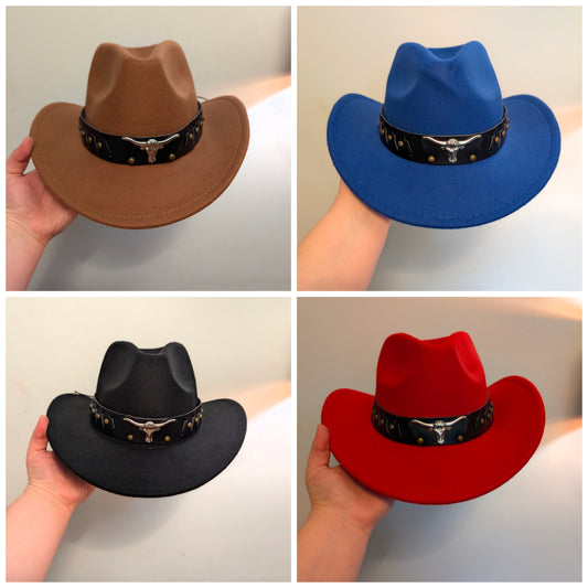 Select from 4 colours. Cowboy cowgirl fedora hat fancy dress bull rodeo festival party western stag hen
