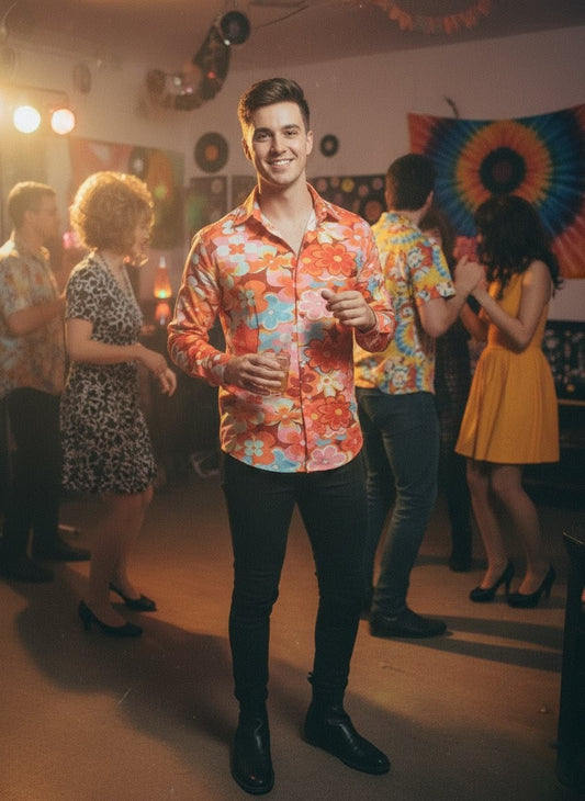 Men's hippy hippie 60s 70s shirt fancy dress costume outfit party