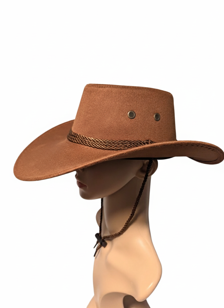 light brown cowboy hat mens unisex fancy dress western Texas Indiana woody stag festival