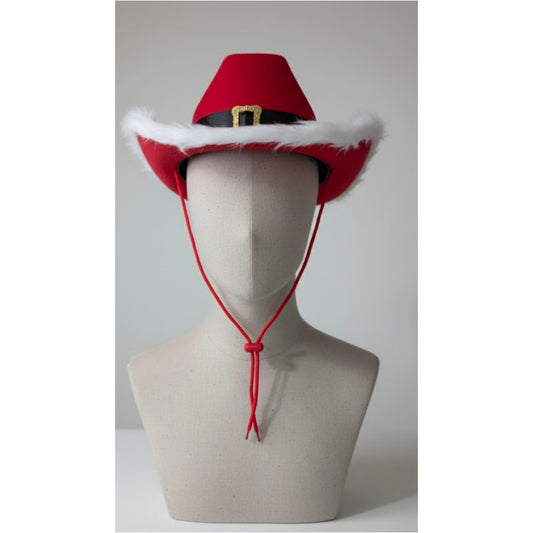 Santa belt red fluffy cowboy cowgirl hat fancy dress Christmas party nativity rodeo