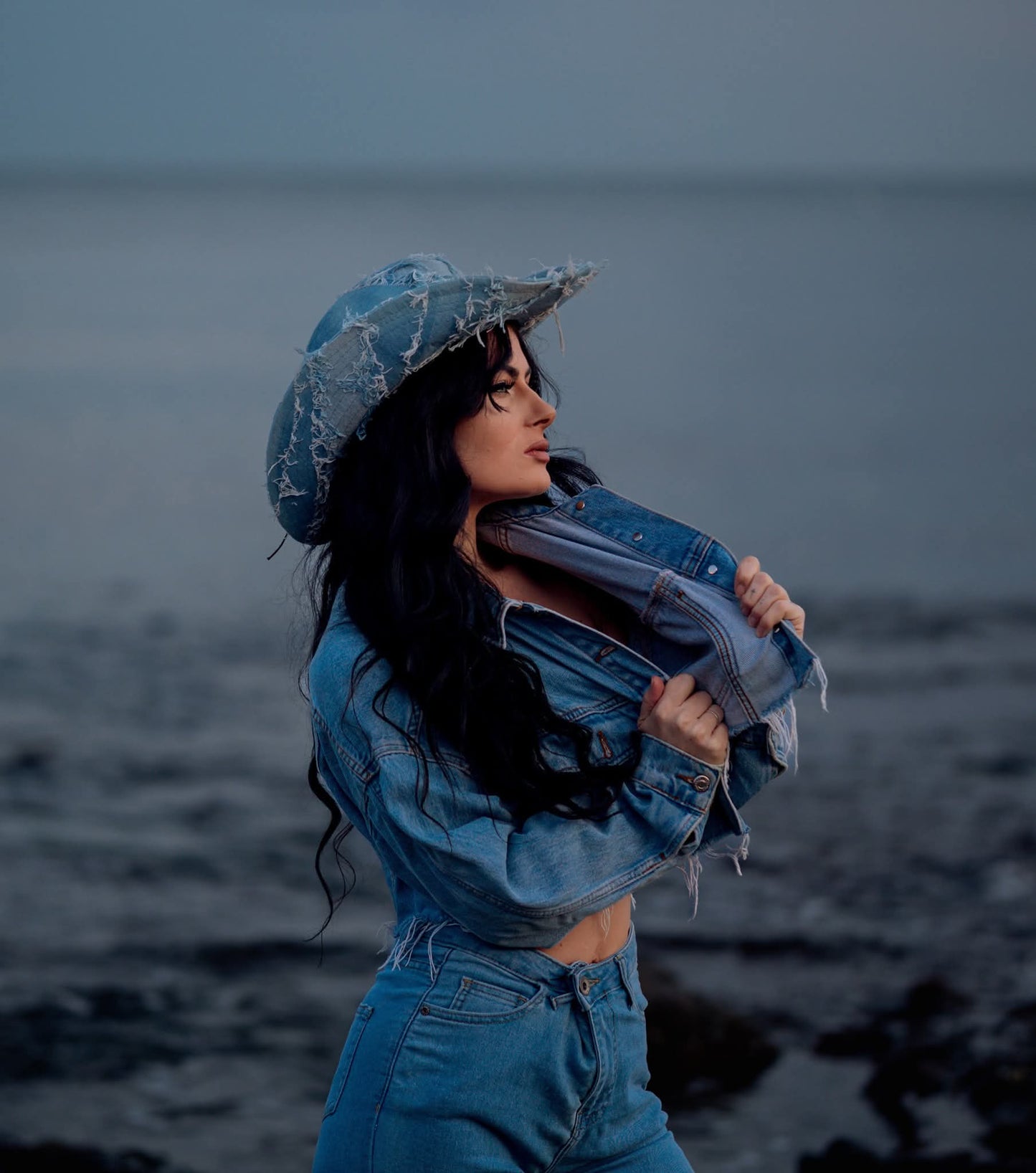 Denim bull style look cowboy cowgirl hat fancy dress festival rodeo western party