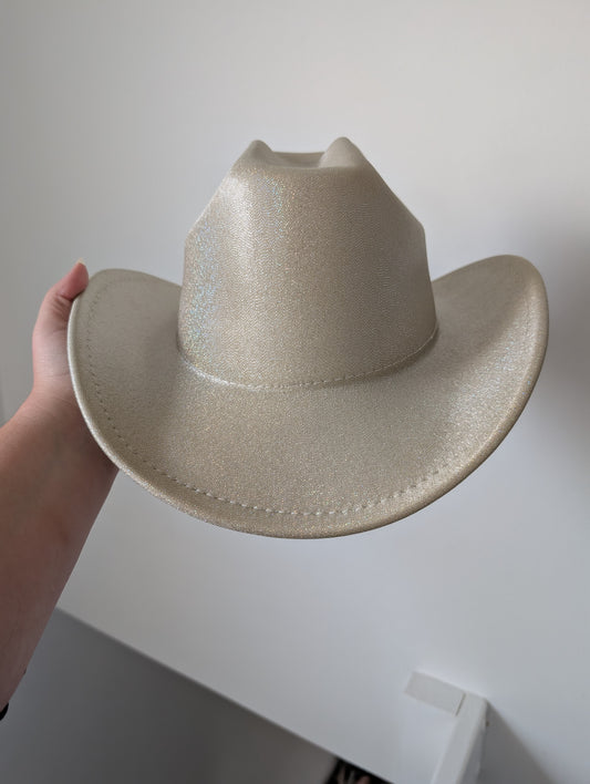 Stunning shiny gold cowboy cowgirl hat fancy dress rodeo western festival party