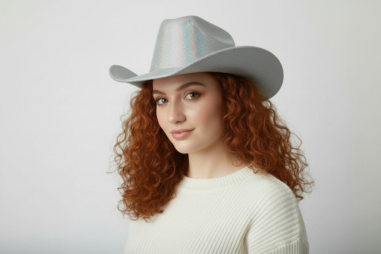 Stunning shiny black cowboy cowgirl hat fancy dress rodeo western festival party