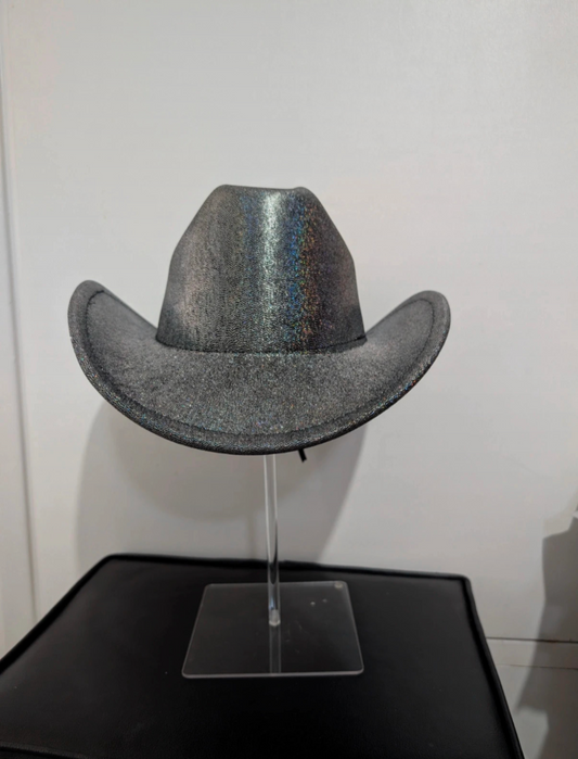 Stunning shiny black cowboy cowgirl hat fancy dress rodeo western festival party