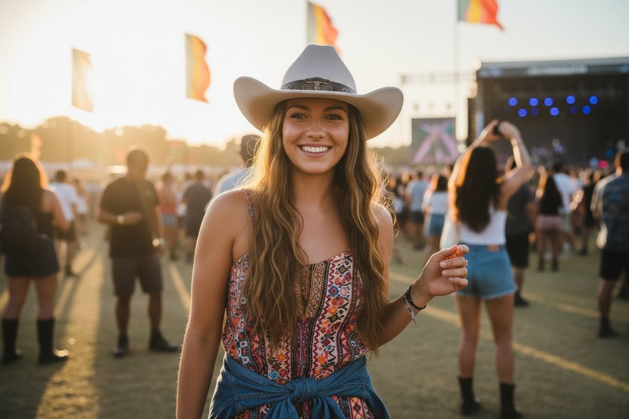 Beige pale cowboy cowgirl hat fancy dress bull