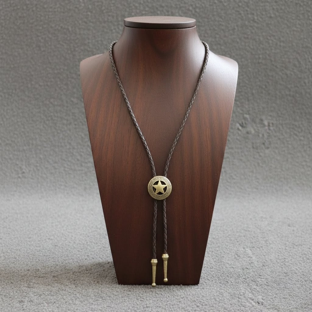 Cowboy brown rope necklace men's ladies unisex accessories western Texas party festival pendant