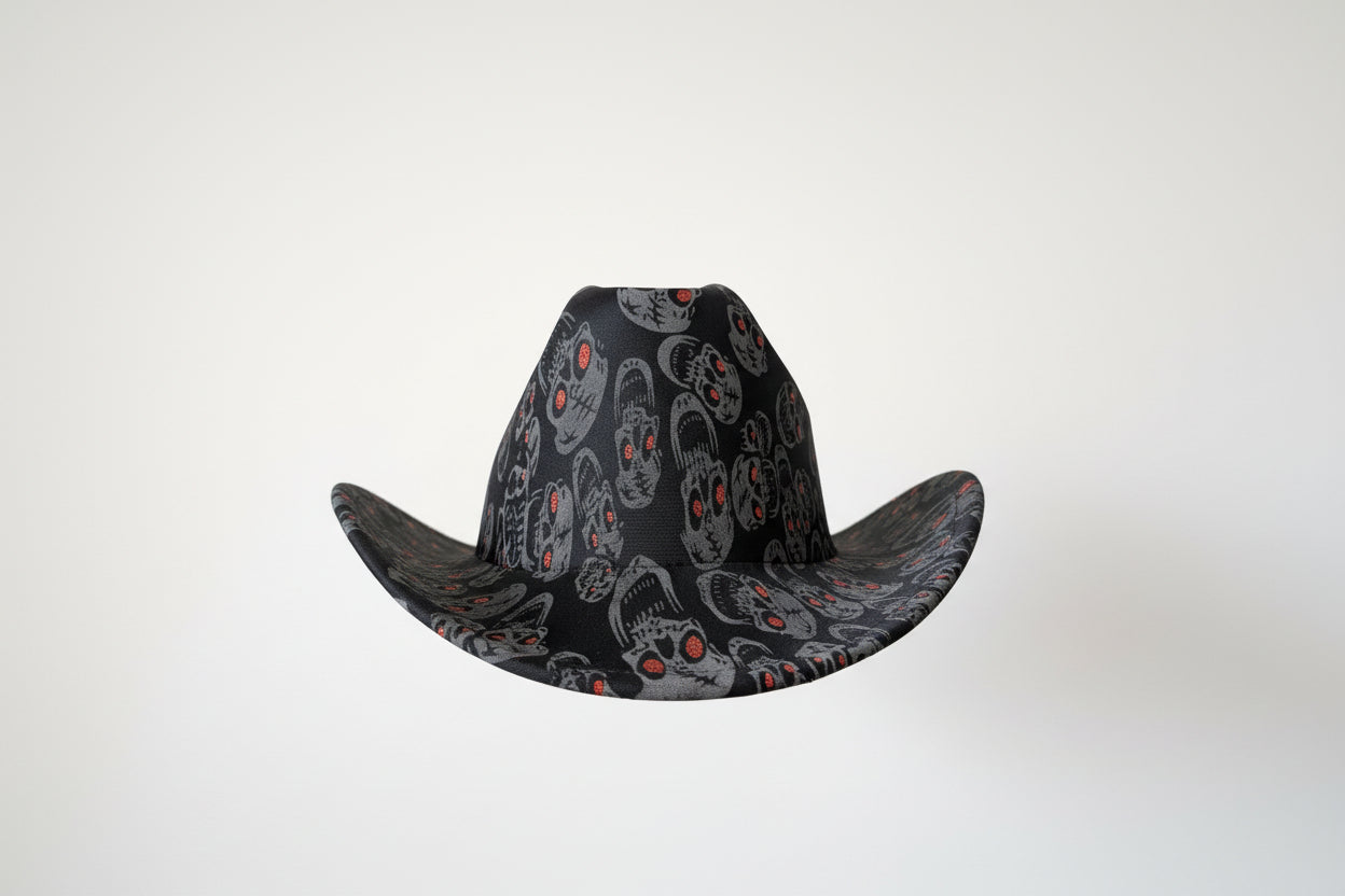 Halloween skeleton skull cowboy cowgirl hat fancy dress unisex party Gothic