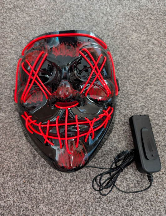 Red light up led glow fancy dress Halloween Scary purge face mask