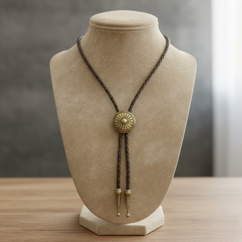 Cowboy brown rope necklace men's ladies unisex accessories western Texas party festival pendant